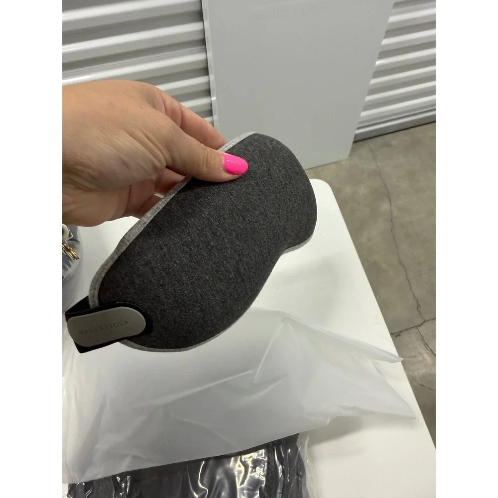 URNEXTTOUR Memory Foam Travel Pillow Set with Sleep Mask and Stuff Sack Gray